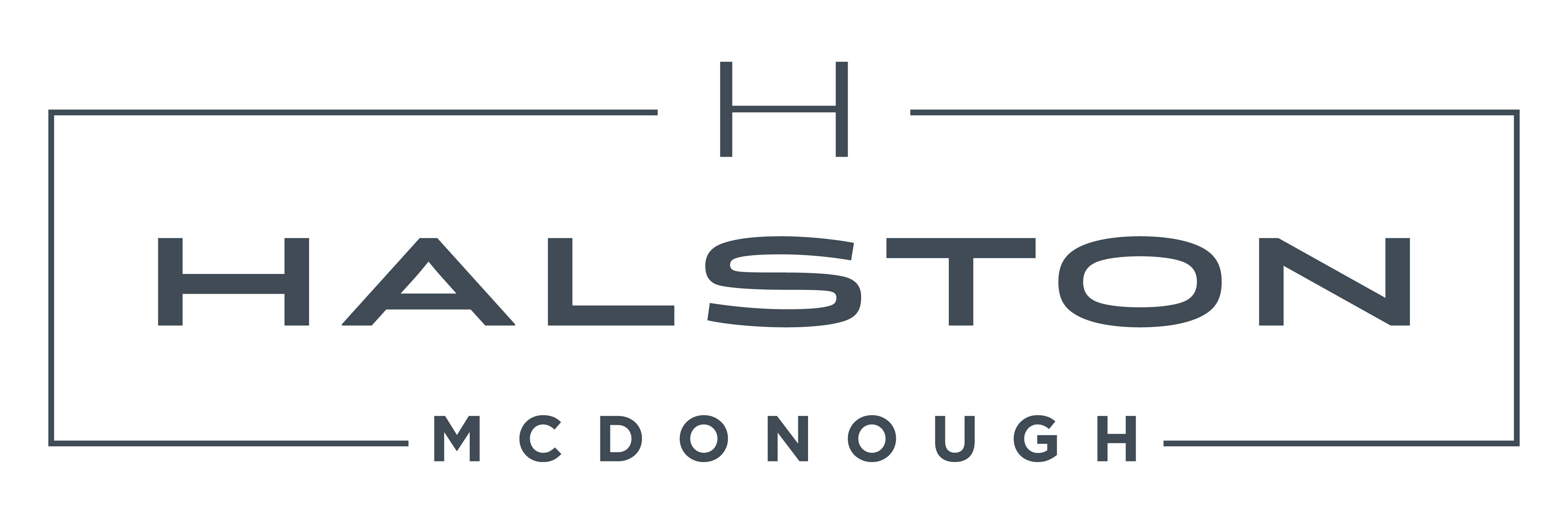 A logo with the text "Halston McDonough" in white on a green background.